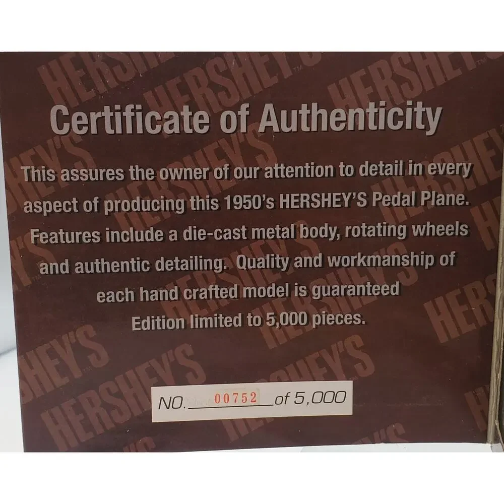 Hershey's Miniature Pedal Plane Collector's Limited Edition 1:18 Die-Cast NIB